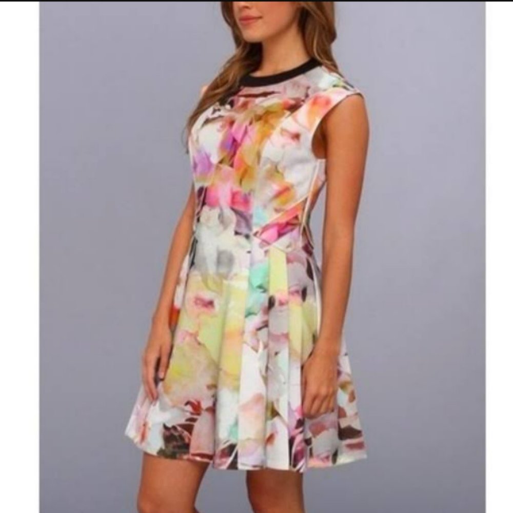 Ted Baker - Pastel Floral Printed Fit & Flare Dress Sz 3 (US M) - Picture 1 of 9
